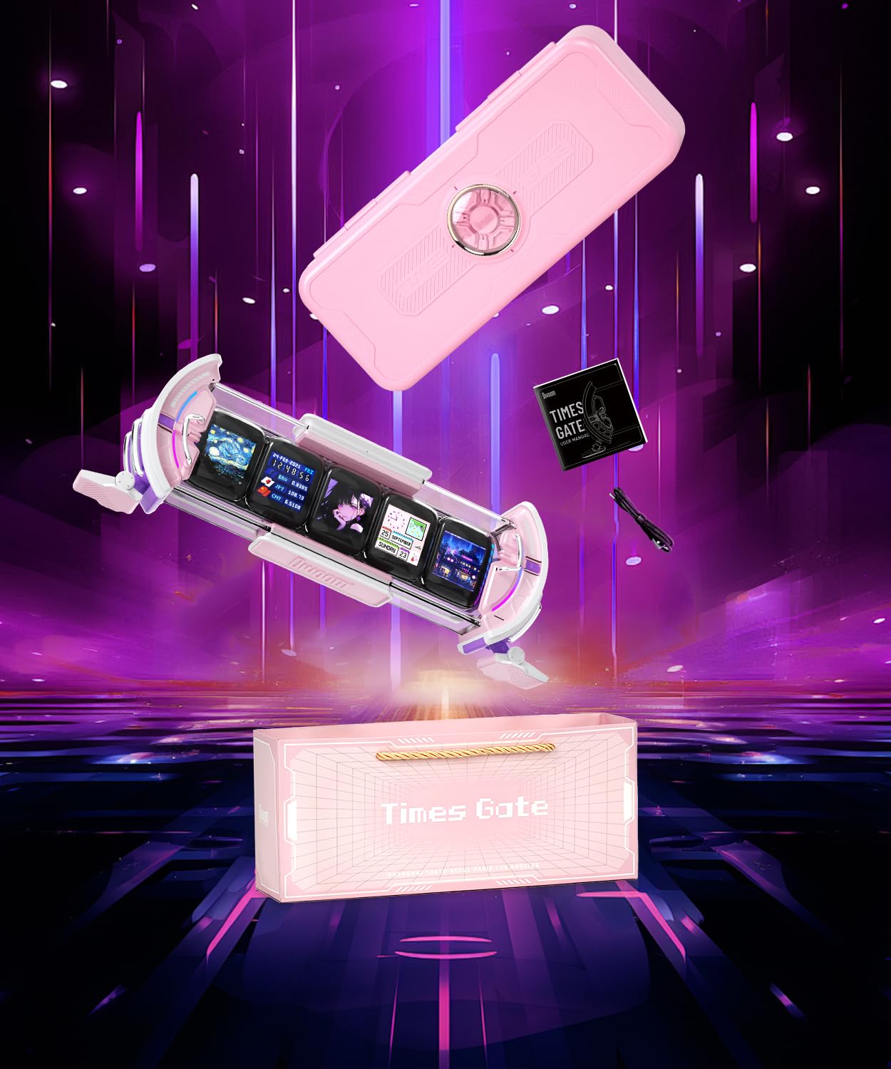 Divoom Times Gate Purple-Pink WiFi Pixel Art Display with Clock